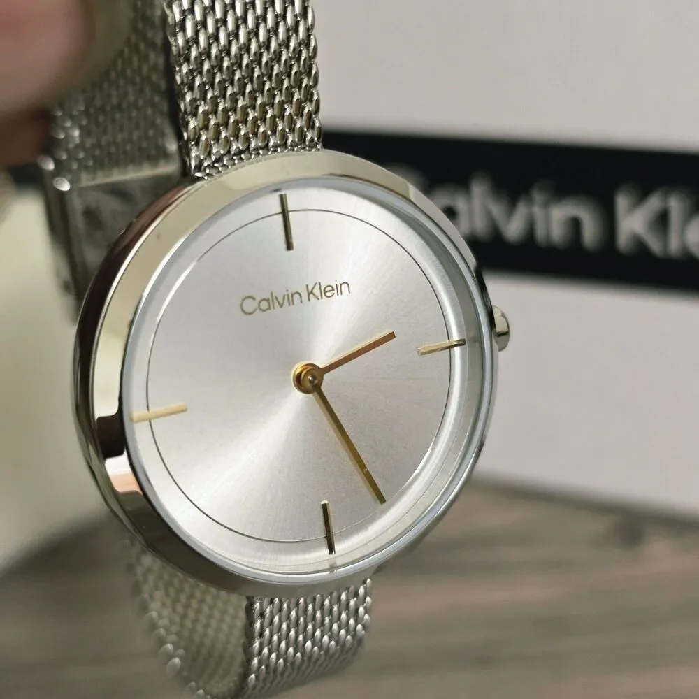 Calvin Klein Iconic Women's Quartz Mesh Bracelet Watch Stainless Steel Silver